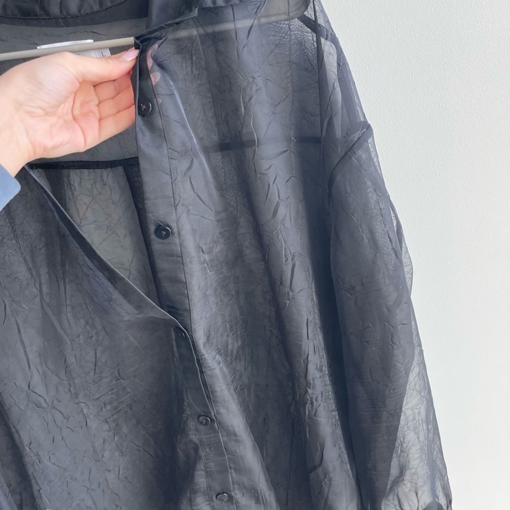 Things Between Black Sheer Blouse Button Up - image 5